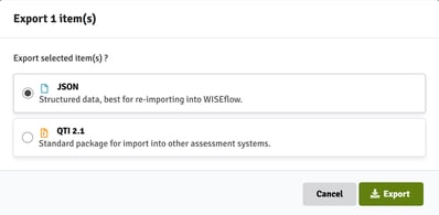 Export format selection