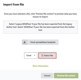 Select file from Excel