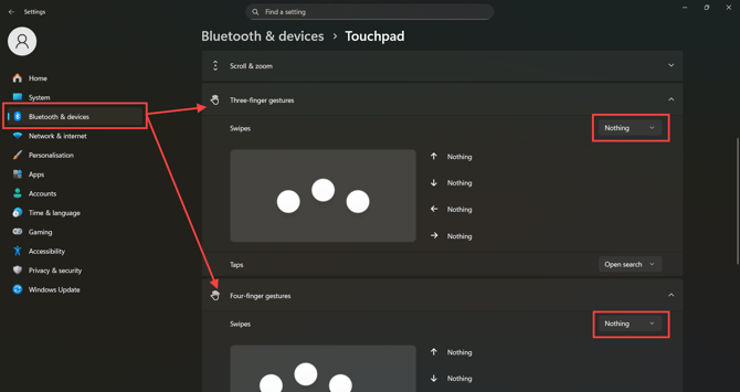 Disable swipe gestures