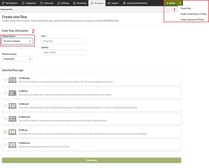 Create New Flow Page