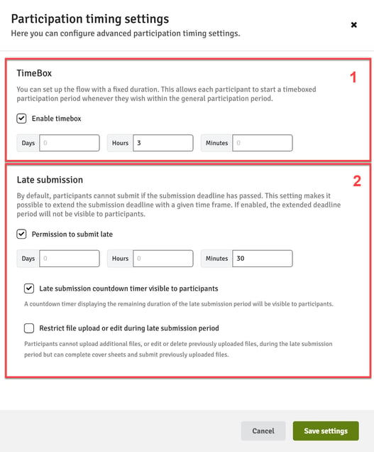 Participation Timing Settings