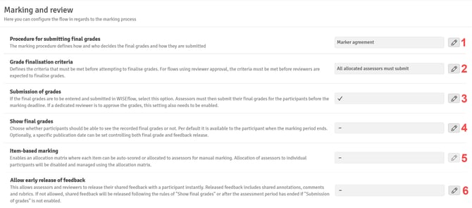 Marking and Review Settings