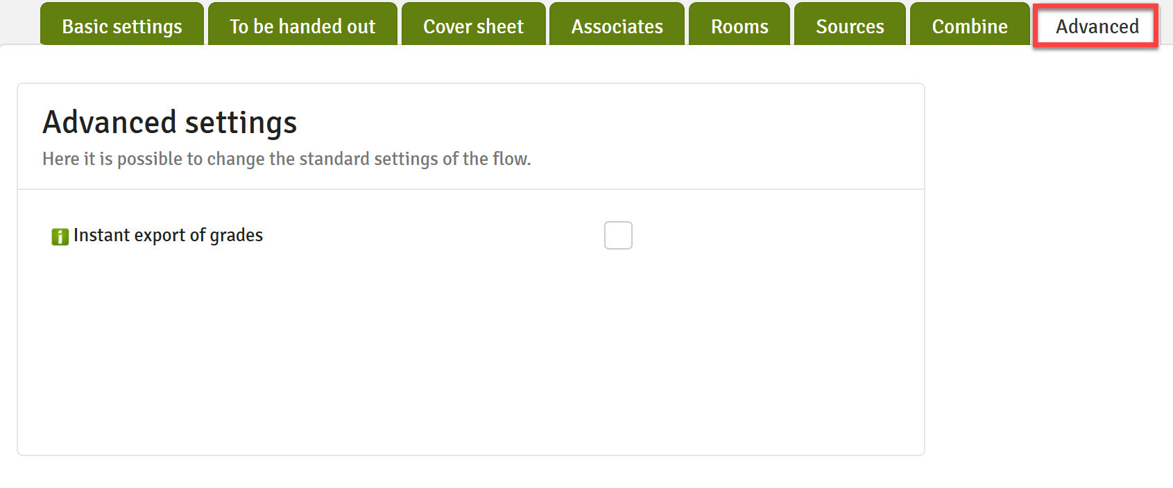 Participation and Advanced Settings - FLOWassign, FLOWhandin, FLOWoral