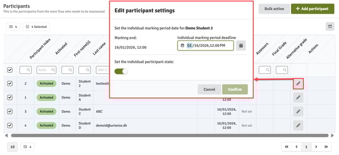 Edit individual marking deadline