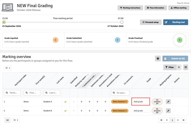 Grading in the Flow Overview Page