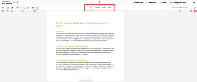 Marking Tool_Main navigation