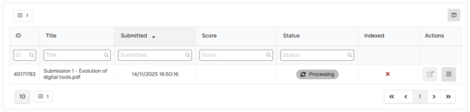 Originality Dashboard - Uploaded documents