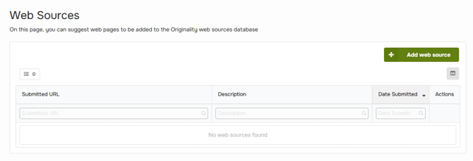 Originality Dashboard - Web sources
