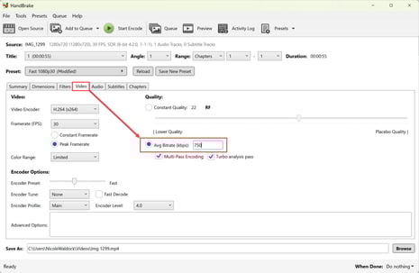 Handbrake video - Bitrate