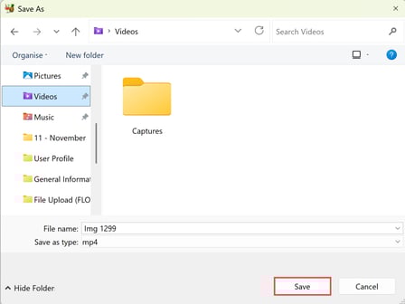 Handbrake video - Save