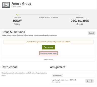 Create a one-person group