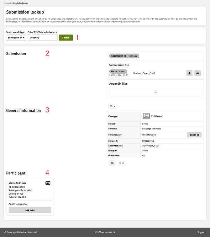 Support - Submission Lookup Details