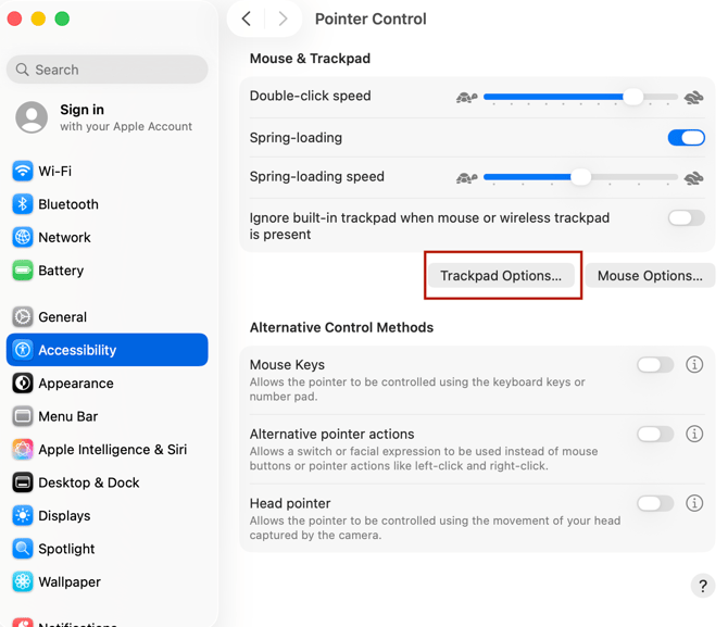 MAC_Trackpad Options