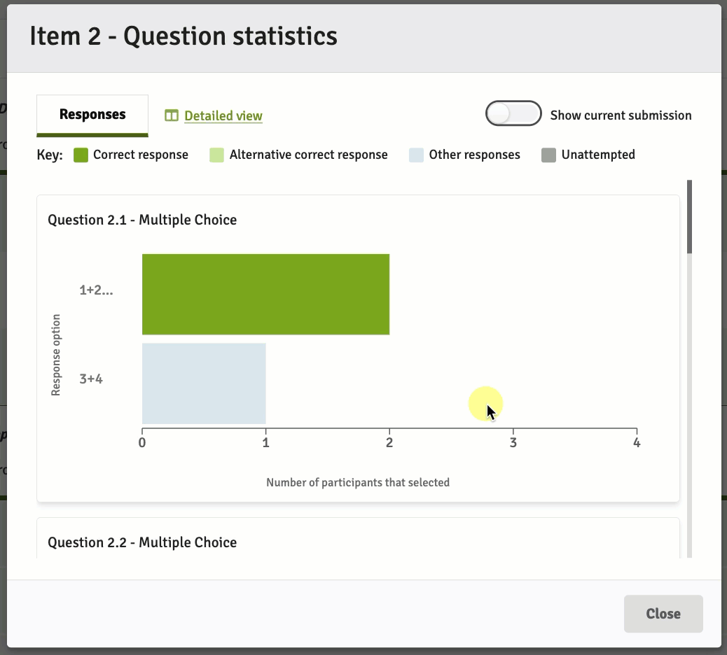 Animated image: Question Statistics Window