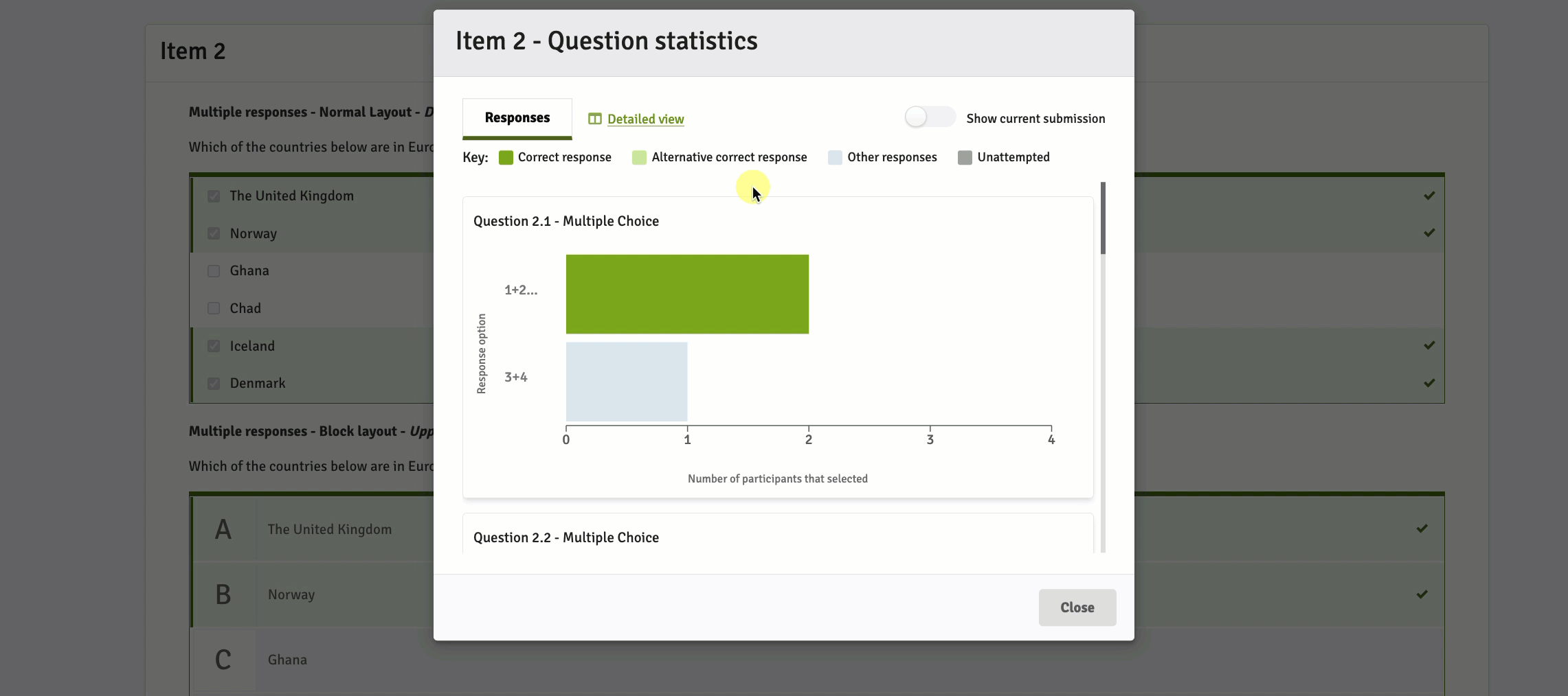 Animation: Question Statistics Window - Switching Views